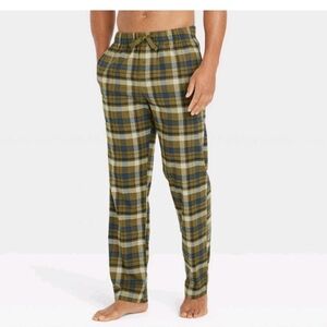 Goodfellow Mens Green Plaid Flannel Lounge Pajama Pants With Pockets Size Large